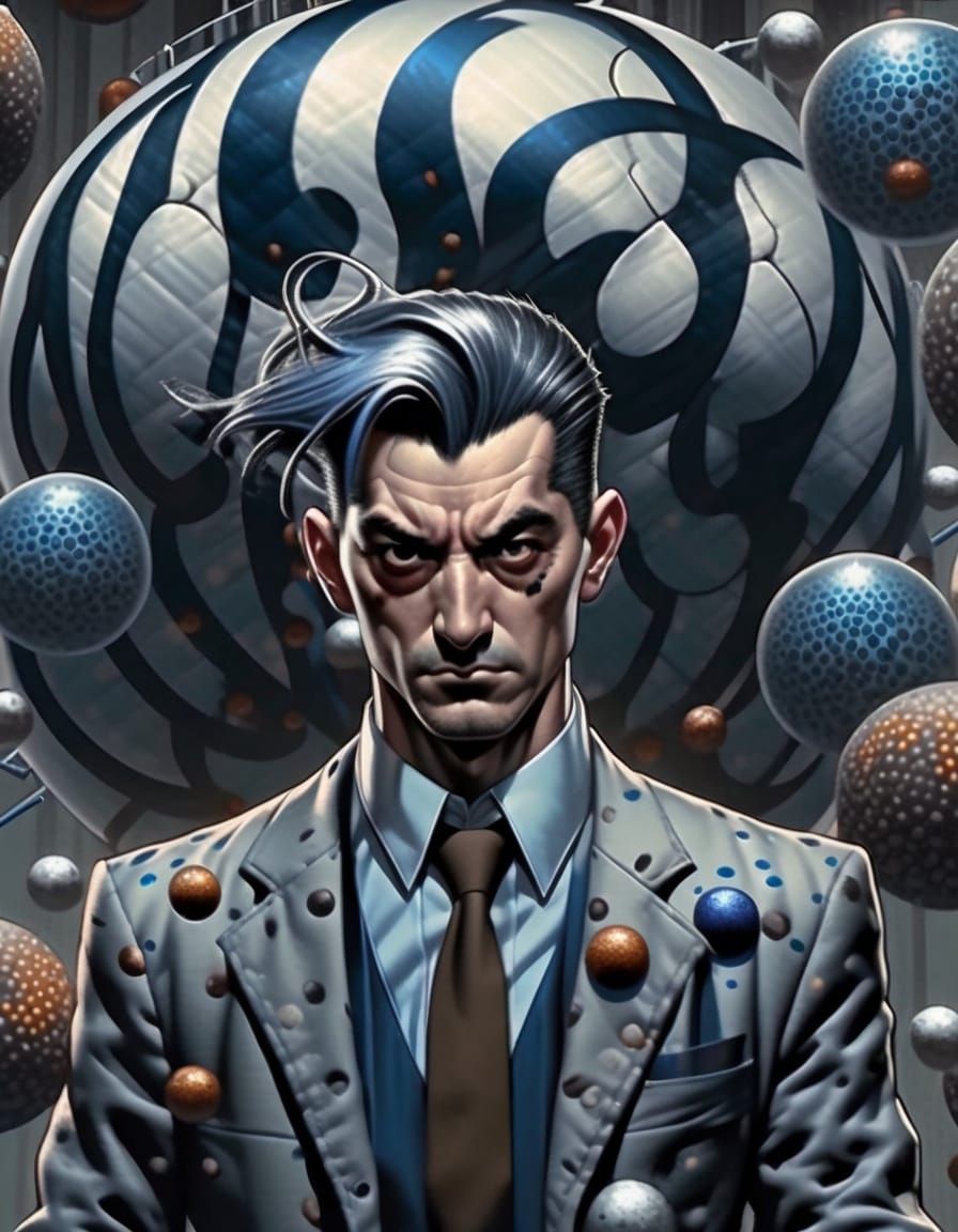 Sci-Fi Gathering in Geometric Kinetic Pointillism Style