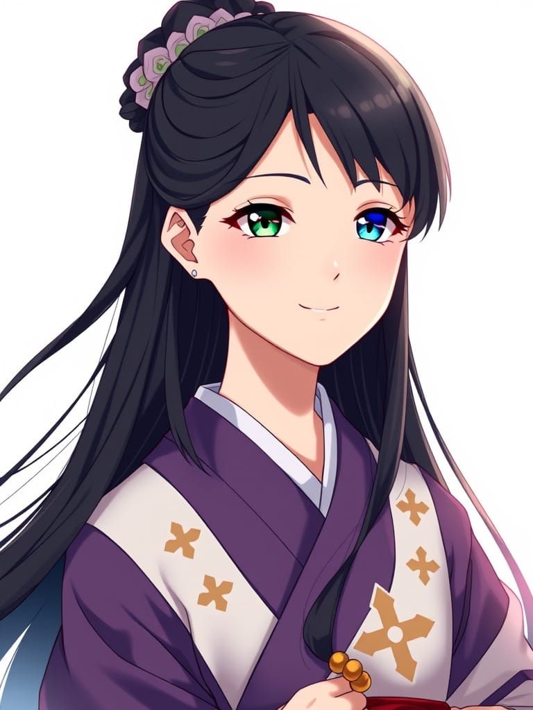 Anime Portrait: Serene Woman with Heterochromia