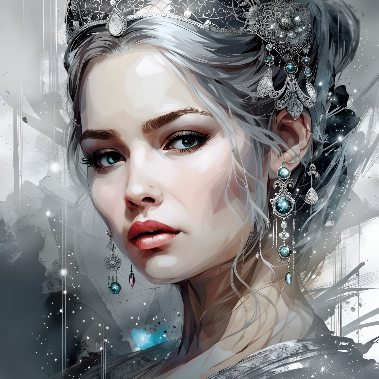 Princess Cinderella Portrait with Silver Filigree