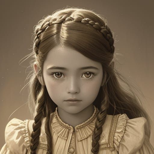 Surreal Portrait of a Child with Starlight Hair, in a Retro ...