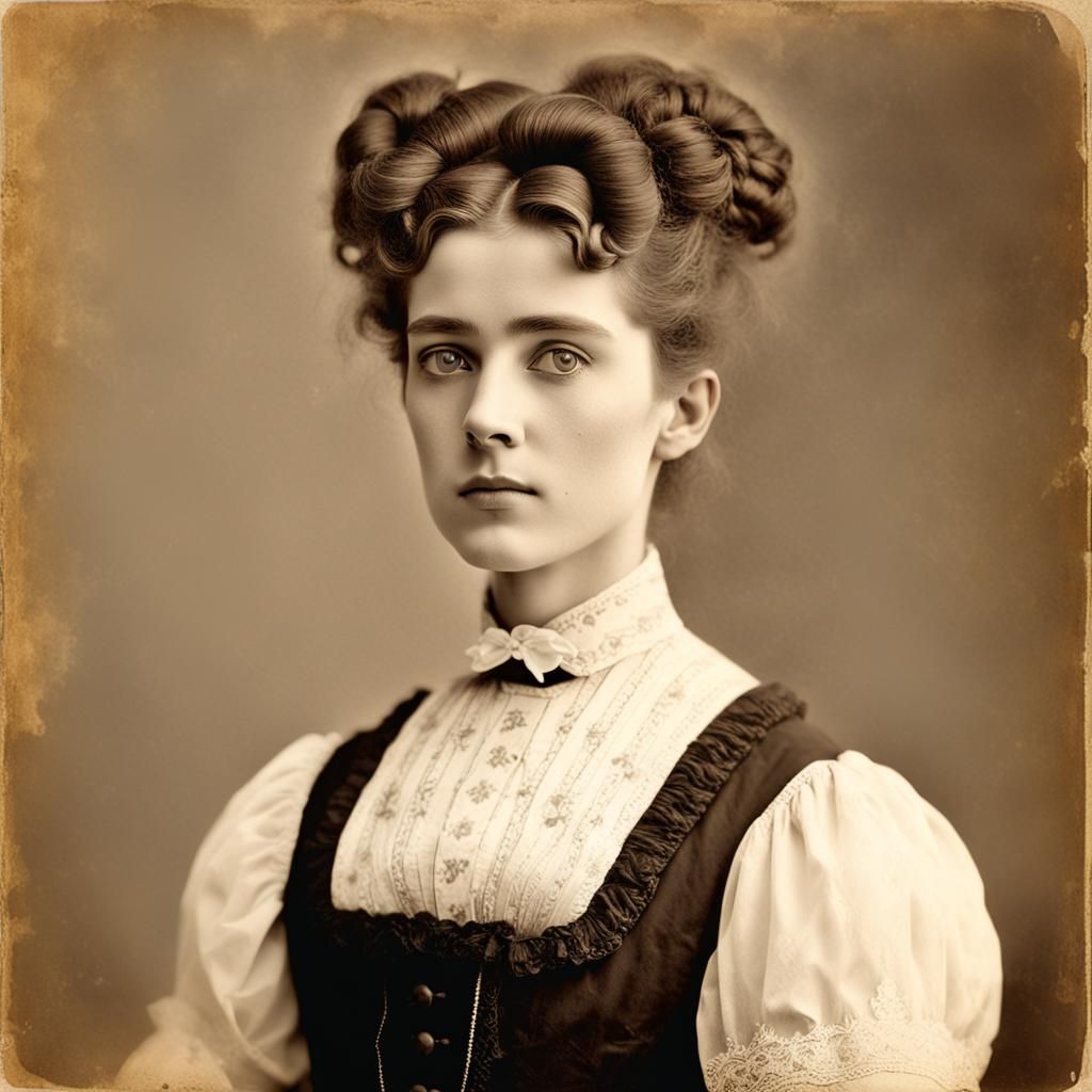 Young Woman in 1890s Fashion Portrait