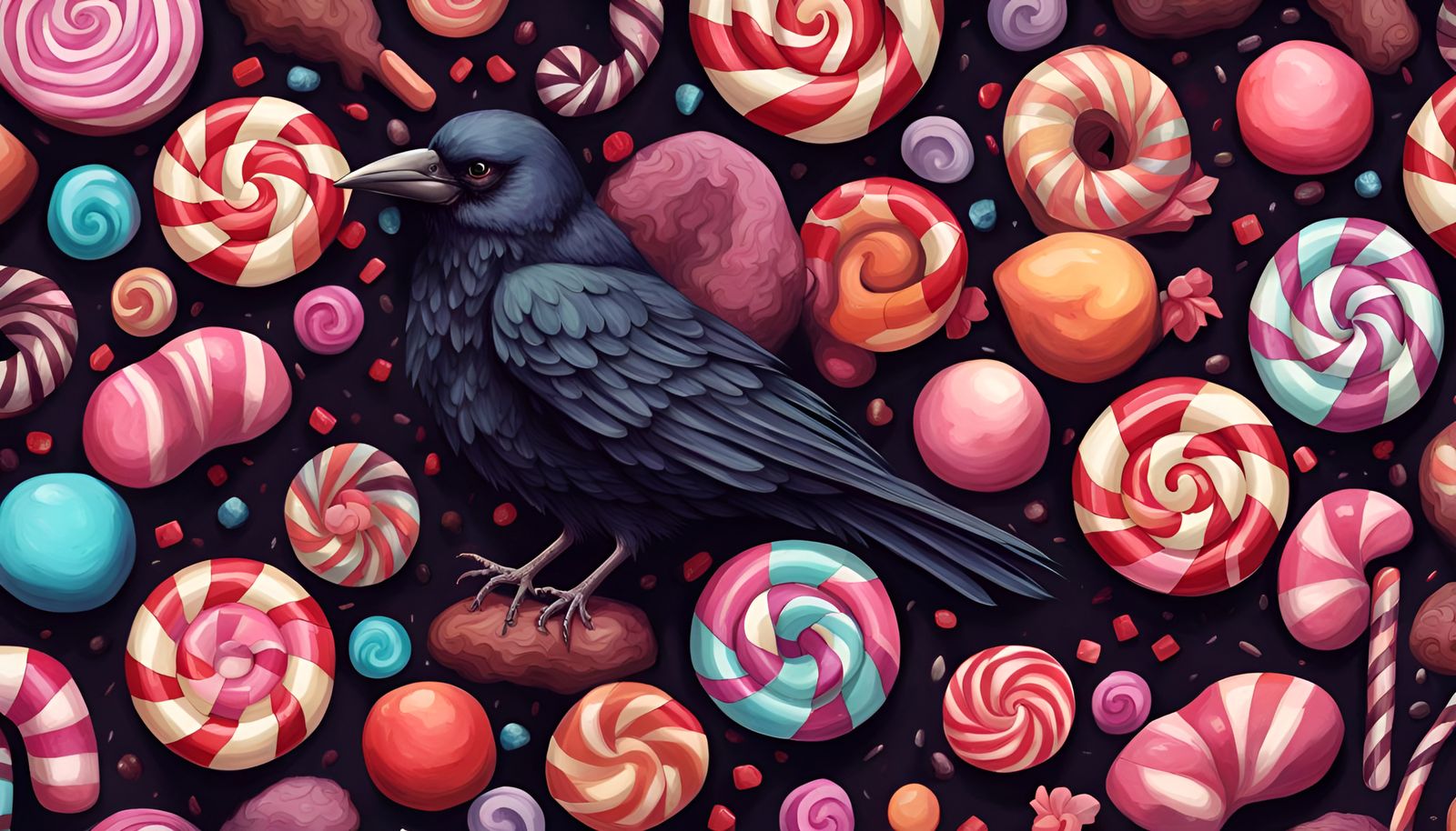 Candy Crow Wonderland: Dark Digital Art