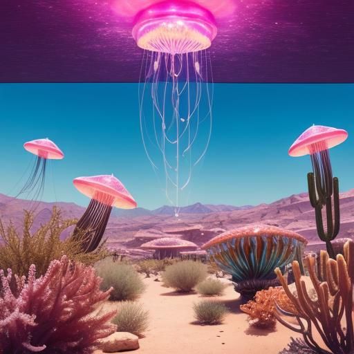 Heroic Jellyfish in a Desert Landscape