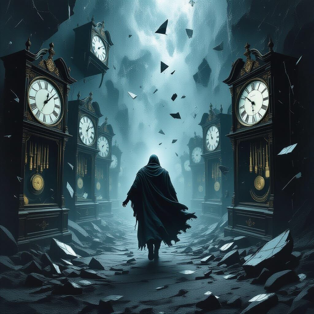 Endless Cosmic Fall in Surrealist Style