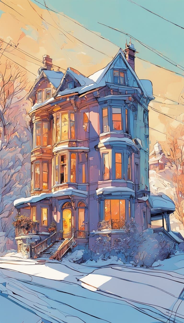 Whimsical Wonky Townhouse in Winter Wonderland