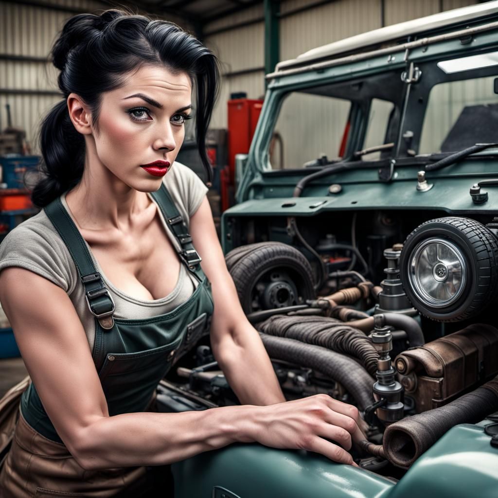 Mechanic working on a Land Rover