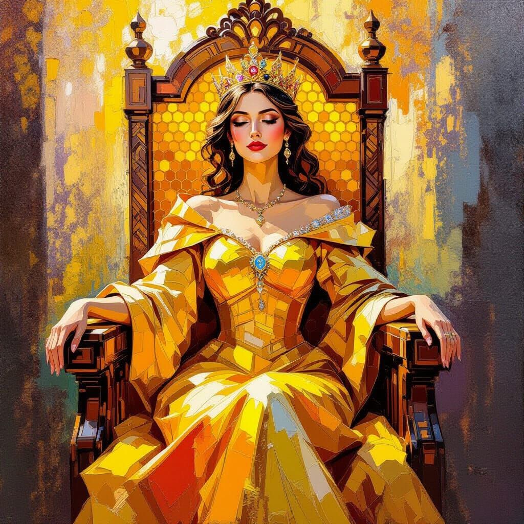 Regal Queen of Honey on Honeycomb Throne