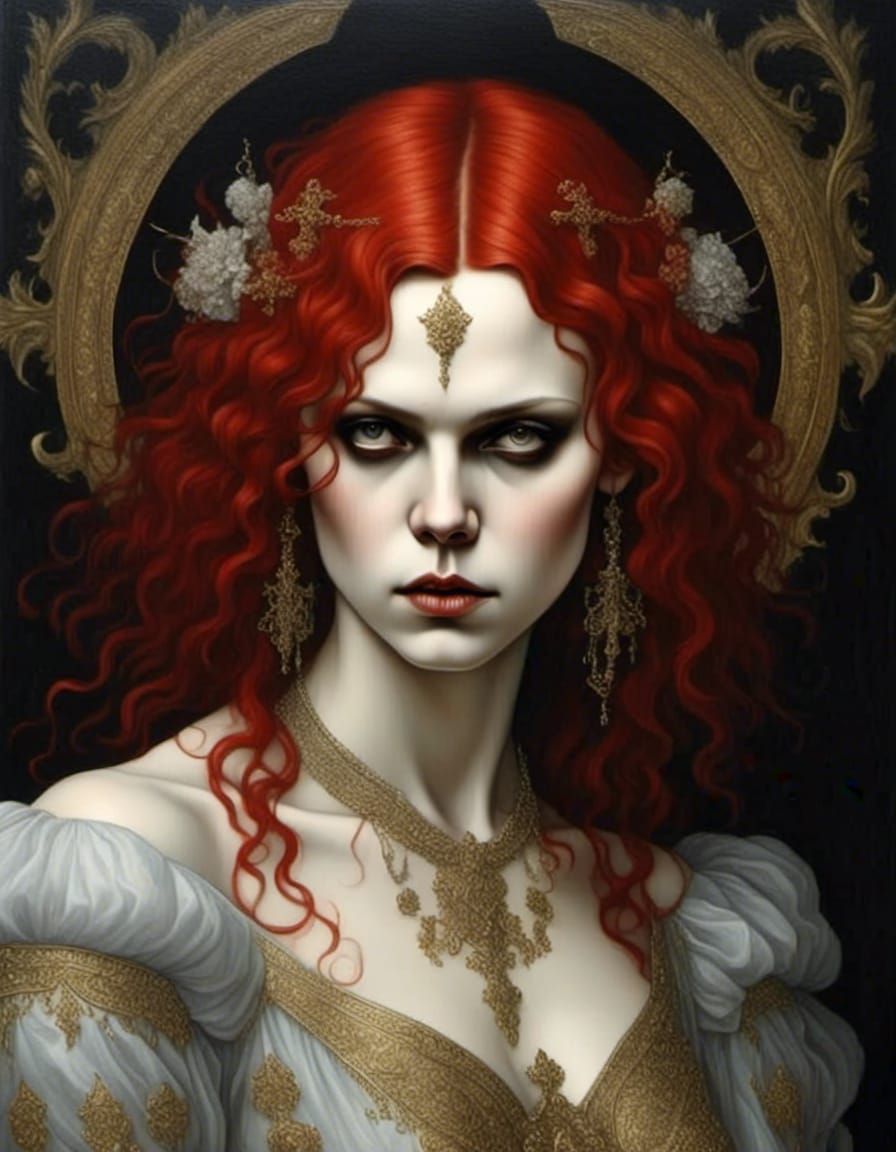 Surreal 3D Render: Red and Gold Blasphemy