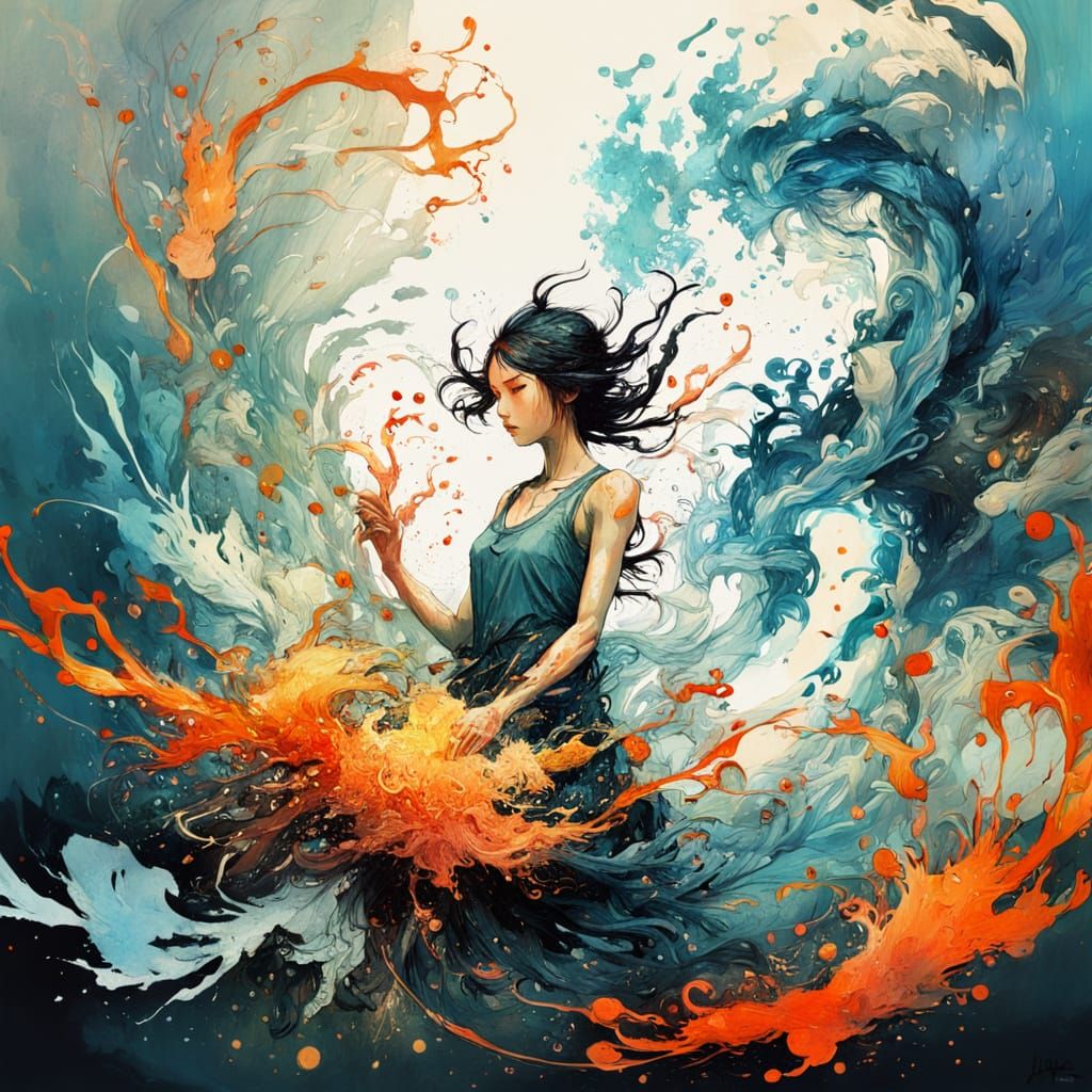 Fantastical Fluid Illustration in Hyperrealistic Style