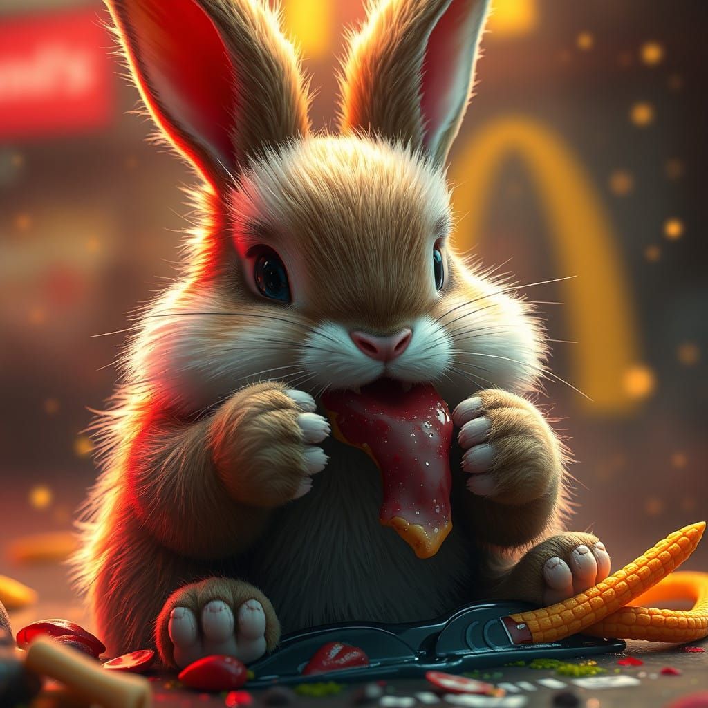 Whimsical Fantasy Bunny Conquers a McDonald's Kingdom