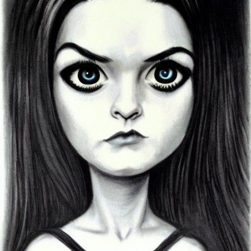 Sad Orphan as Lily Munster in Keane Style