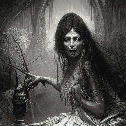 Baba Yaga in Gothic Horror Style