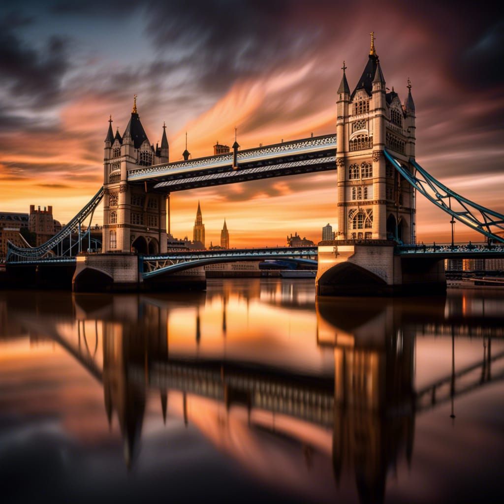 London Bridge, sunrise, hyper reflective
