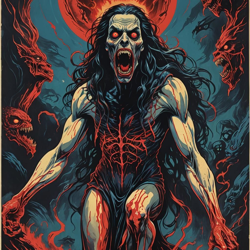 Retro Horror Poster: Creature of Neon Dreams