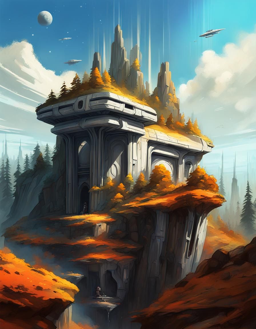 Jedi Temple on Forest Planet with Asteroids