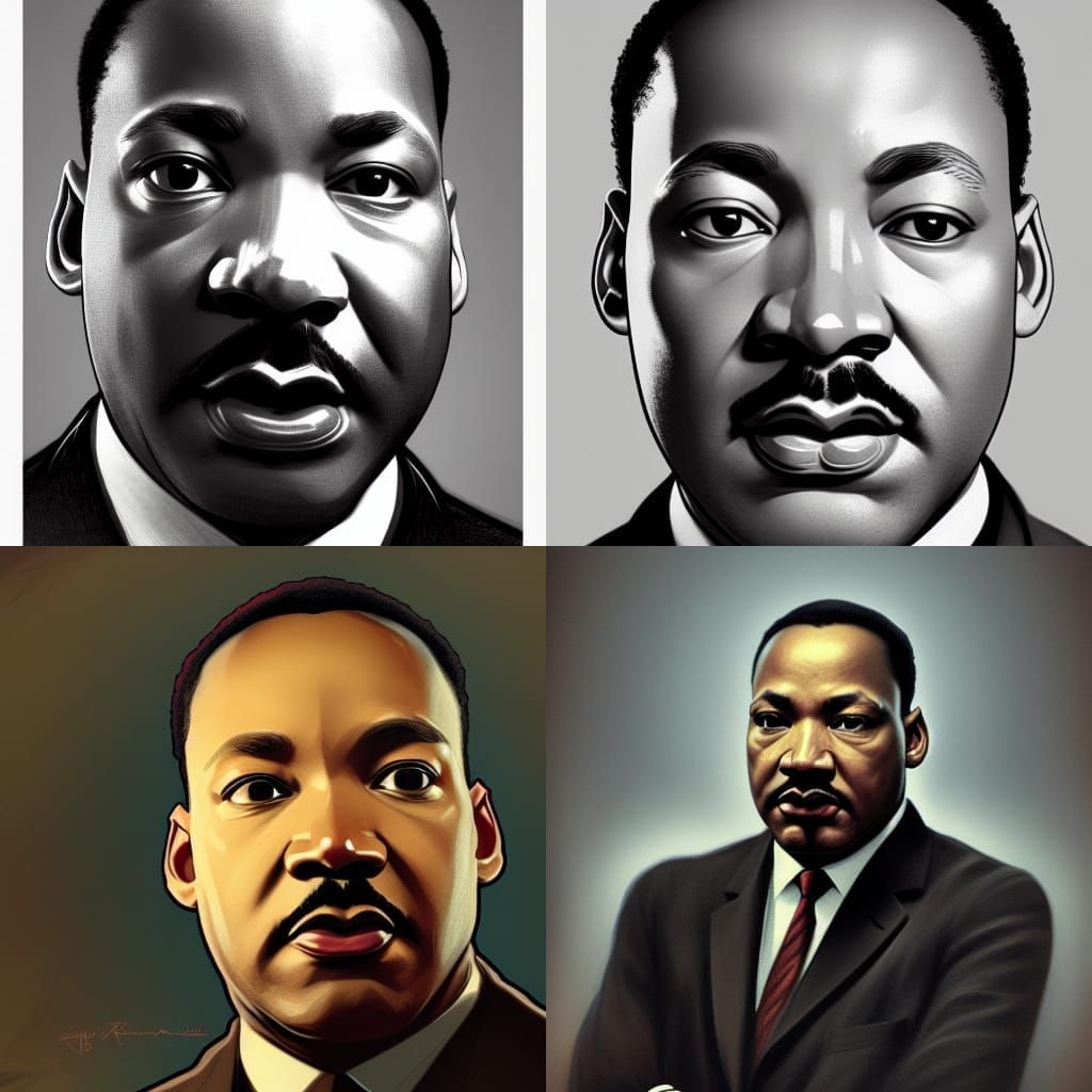 Martin Luther King Jr Portrait in Art Nouveau Style