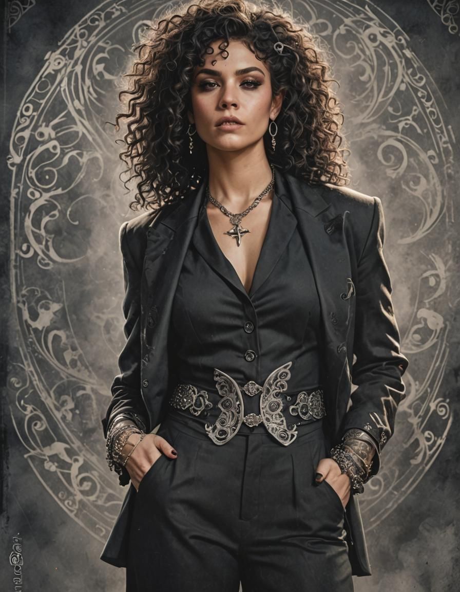 Cinematic Portrait of a Young Witch with Tattoos