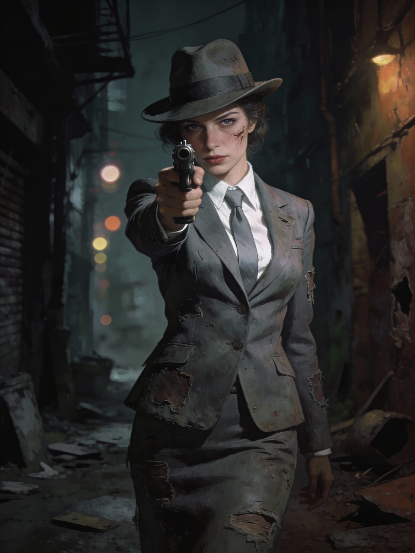 1950s Detective in Ruined Post-Apocalyptic City