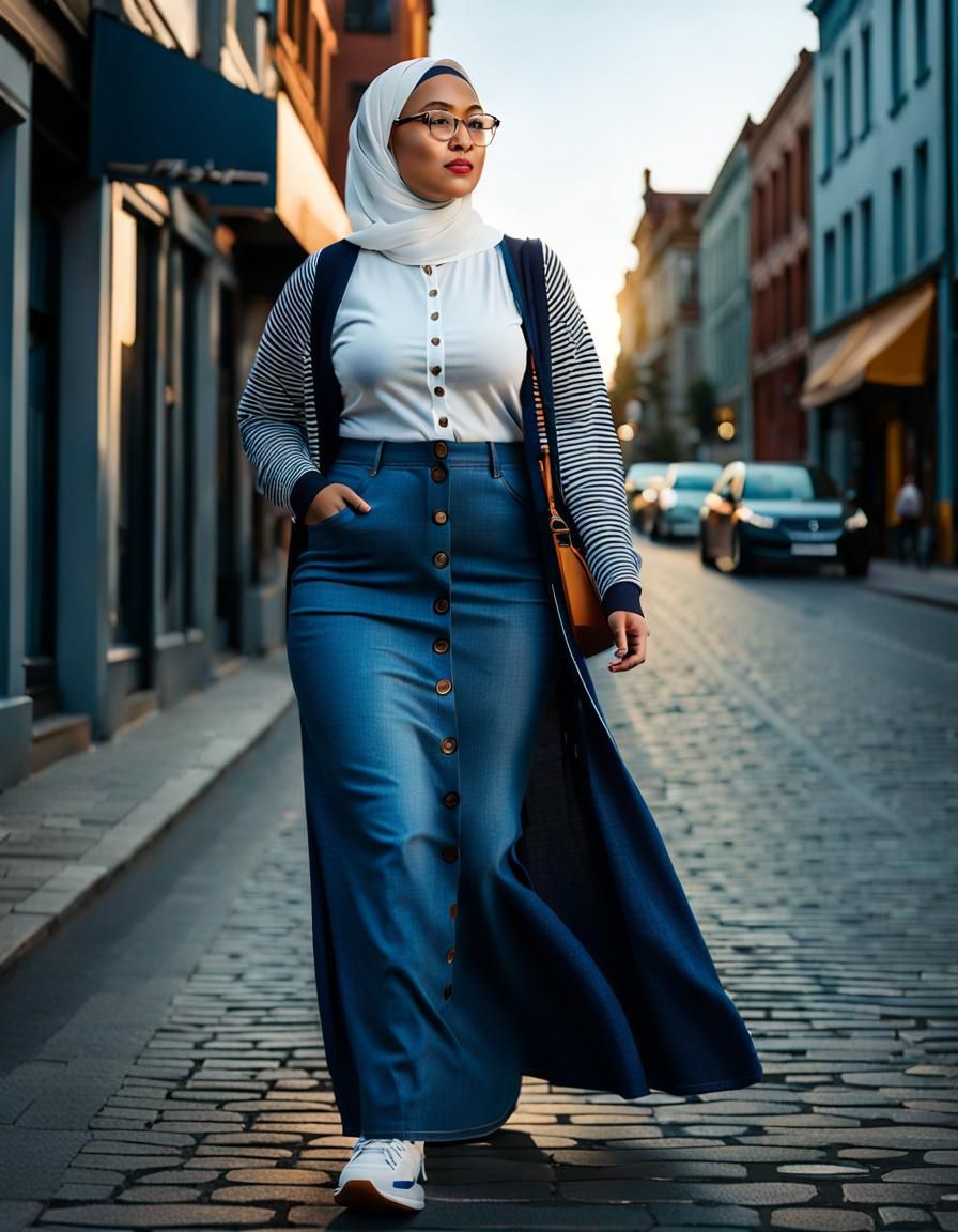 Hypernatural Portrait of Curvy Woman in City
