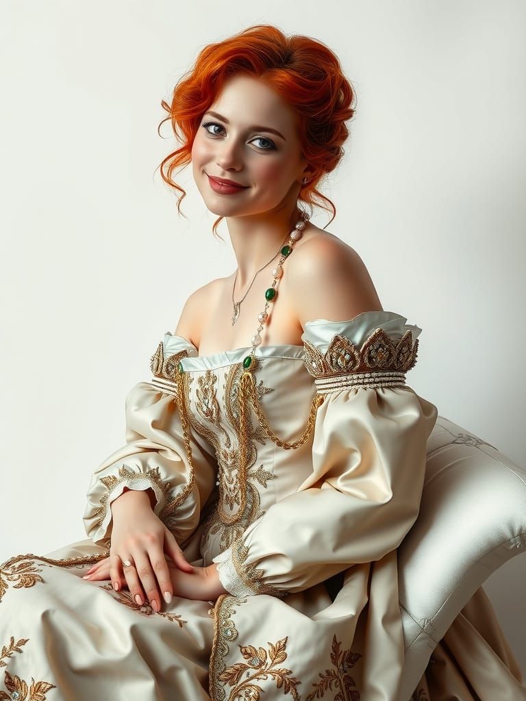 Elegant Noblewoman in Baroque Oil Painting Style