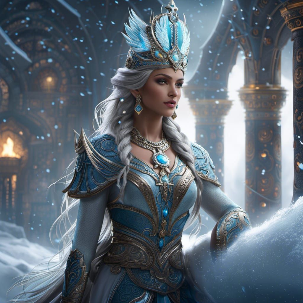 Icy Goddess Worship Shrine in Detailed Fantasy Style