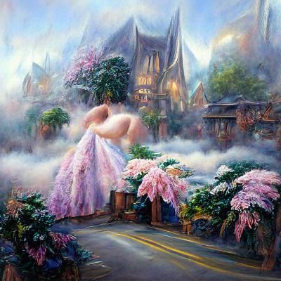 Ethereal Femininity in a Luminous Fantasy Landscape