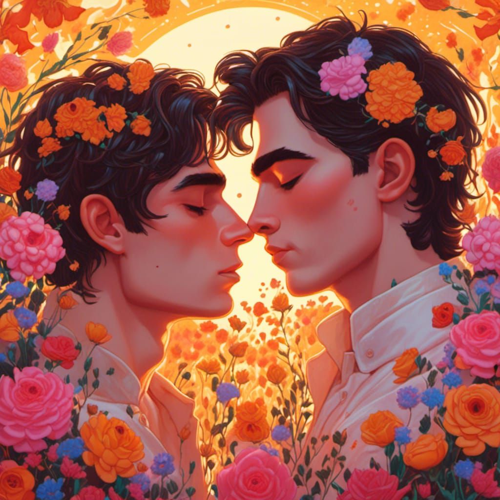 Passionate Kiss in an Idyllic Landscape