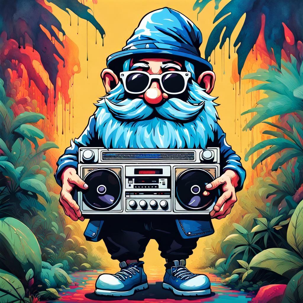 Boombox Gnome in Graffiti Street Art Style
