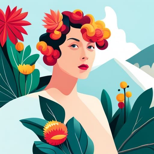 Bright Summer Flowers in Flat Vector Design