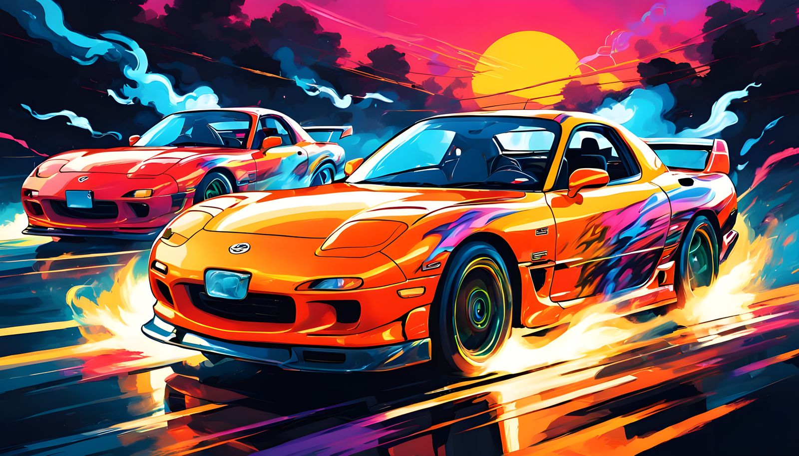 RX-7 Drifting: Pop Art in Warhol Style