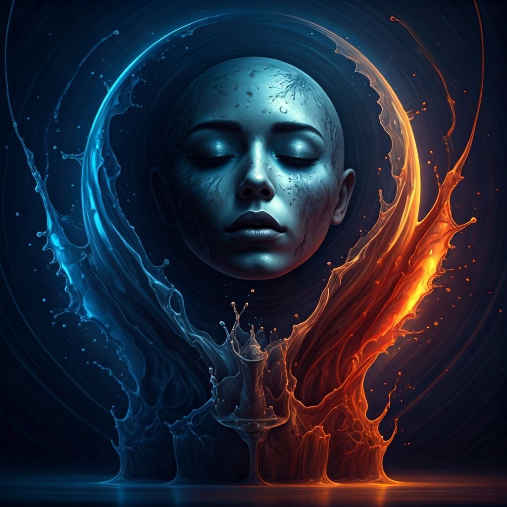 Hyperrealistic Splash Art Photo Collage of the Moon