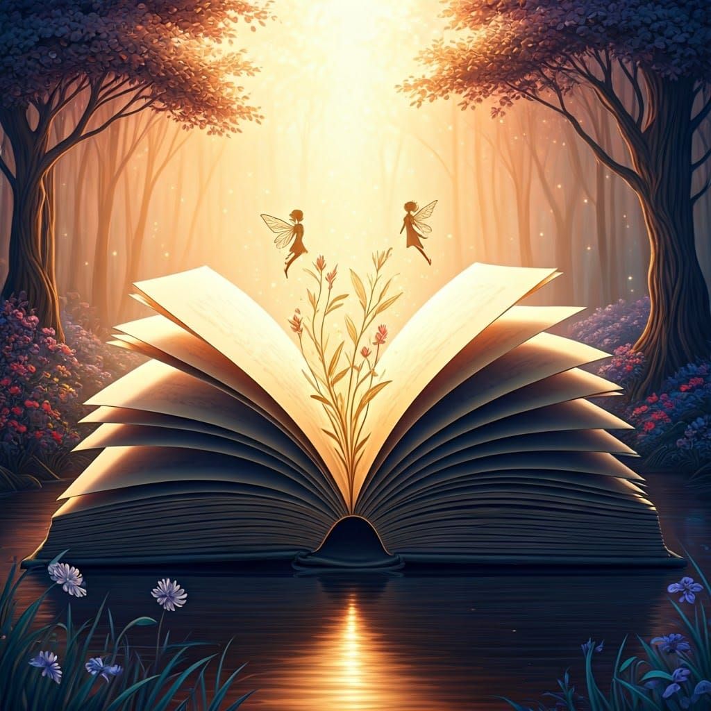 Enchanted Fairy Book in Sunlit Glade