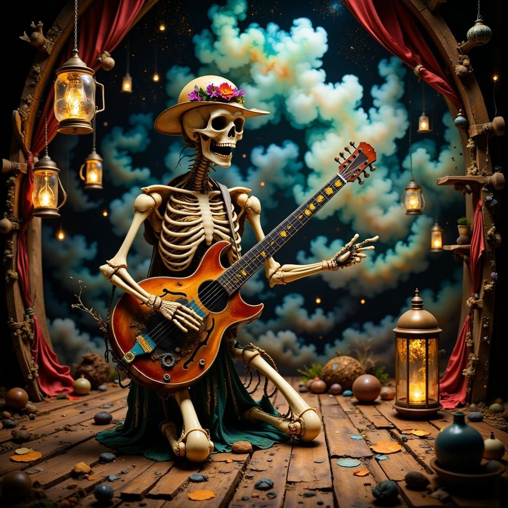 Skeleton Jug Band on Rustic Stage