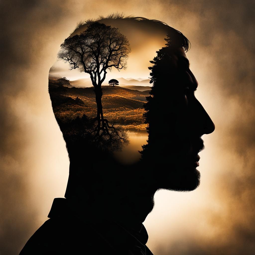 Clockwork Mind: Double Exposure Conceptual Portrait