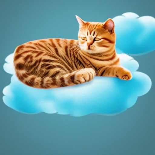 Cat Napping Comfortably on a Cloud