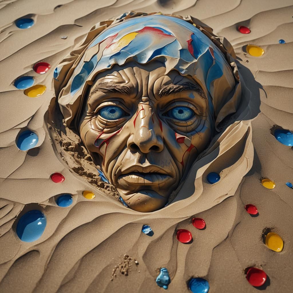 Surreal Sand Pillow with Light: Oil on Canvas