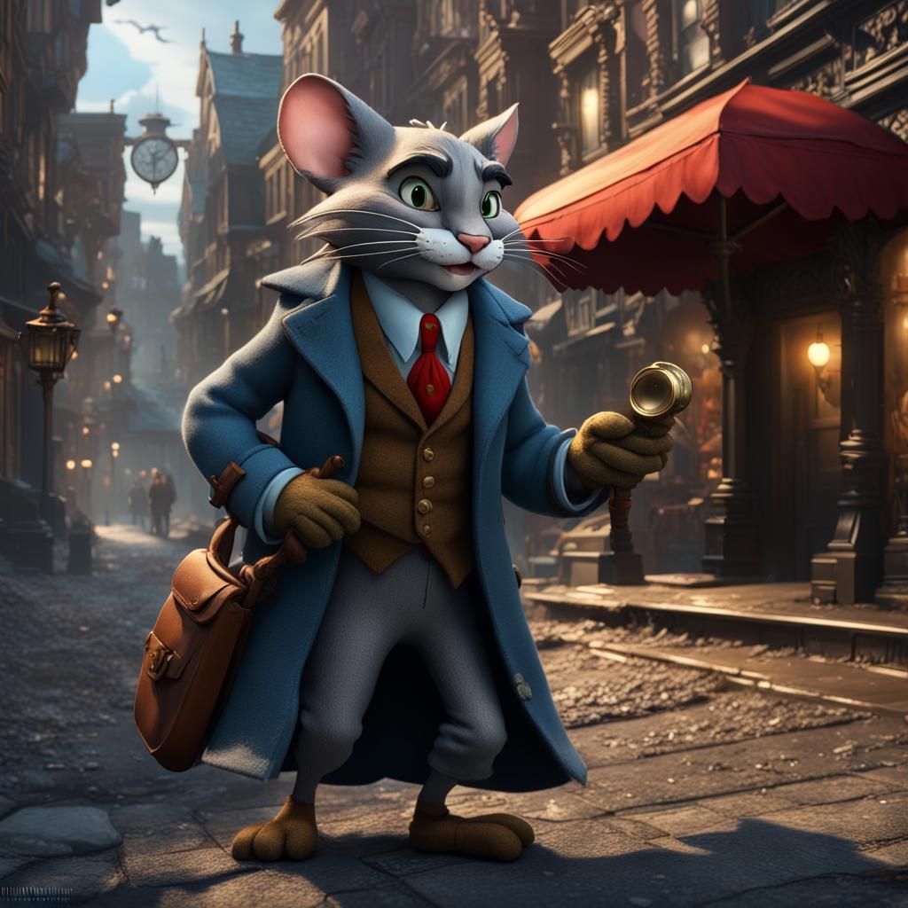 detective tom is on his way to find jerry the cheese thief