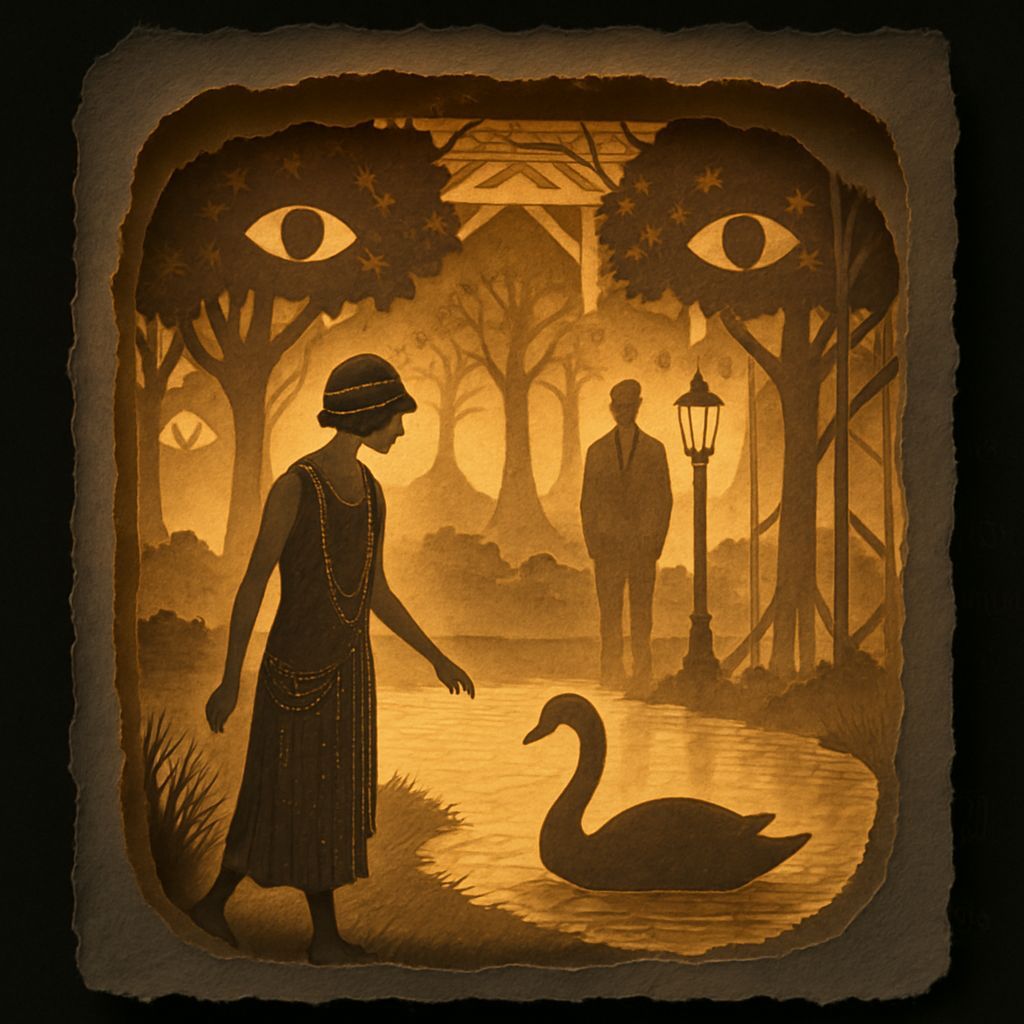 Surreal Paper Diorama: Woman in Edwardian Park