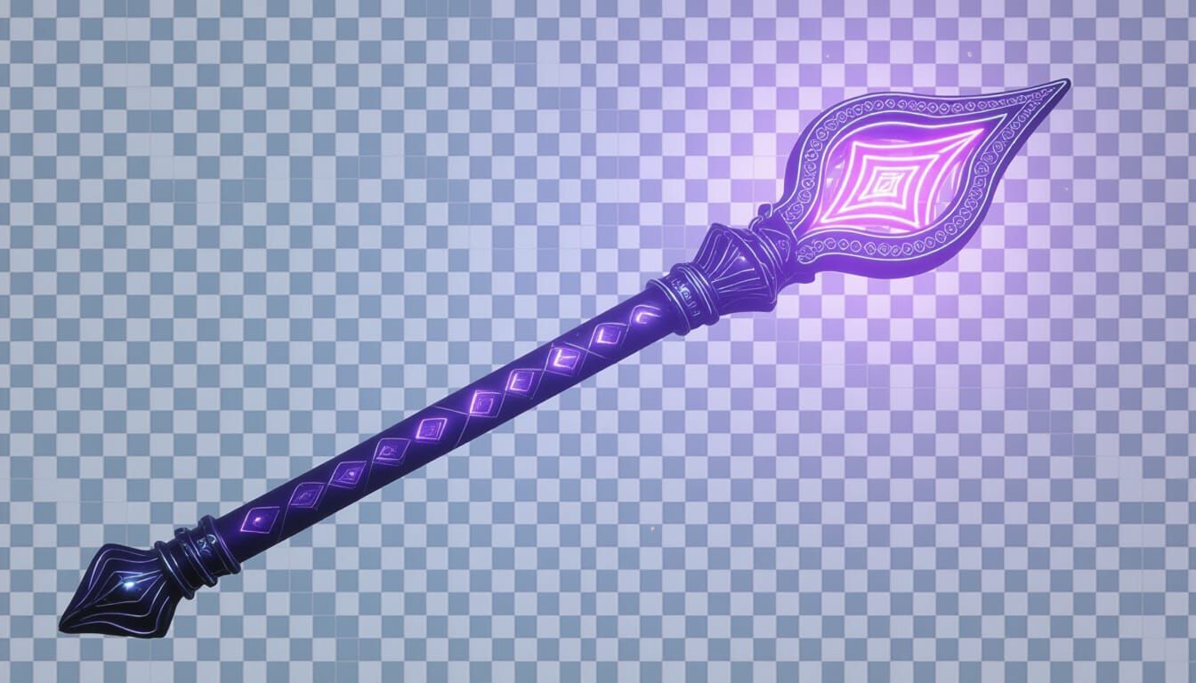 Sparkling Magic Wand with Runes in Sci-Fi Concept Art Style