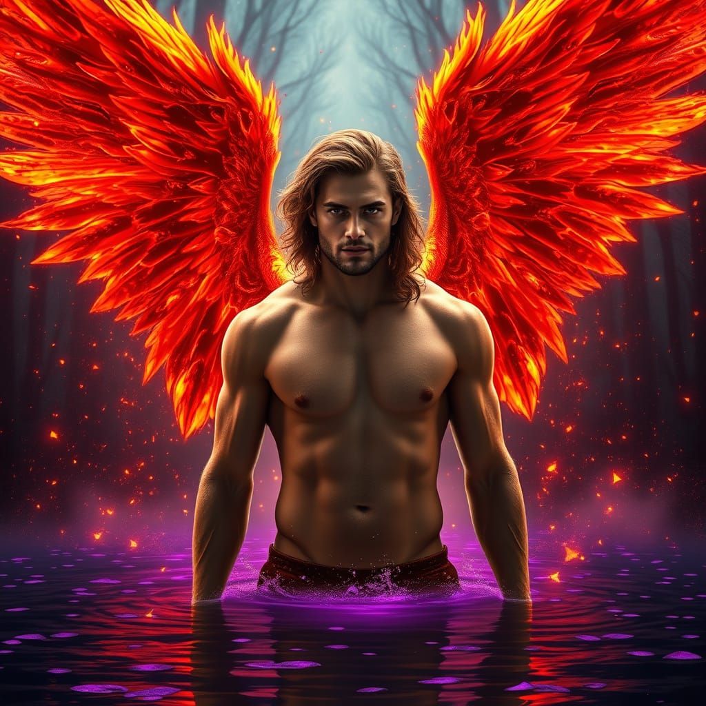 Fiery-Winged Man Emerges in Enchanted Forest