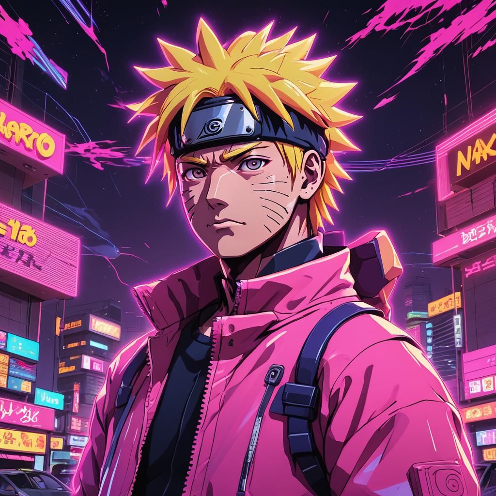 Naruto in Synthwave Neon Retro Style