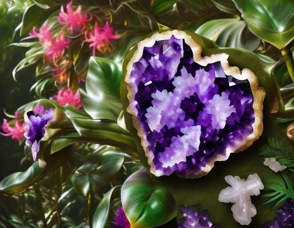 Exotic Botanical Wonders in a Hyperrealistic Forest