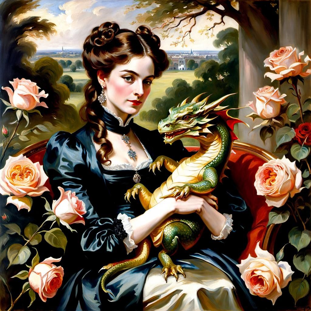 Dragon Portrait in the Style of John Singer Sargent