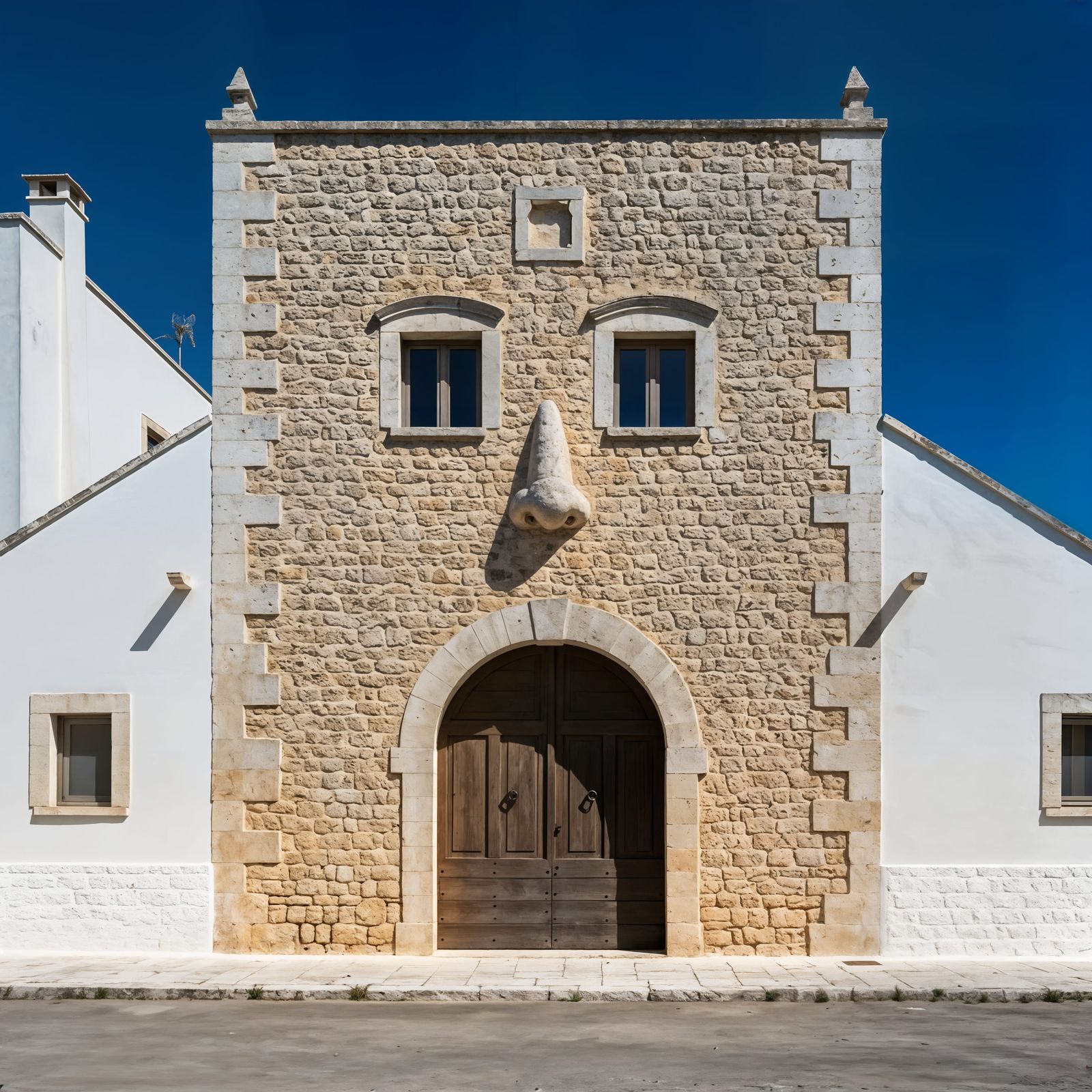 Apulian Farmhouse Facade Resembles Human Face