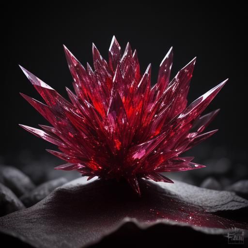 Red Crystal Cactus Still Life in Macro