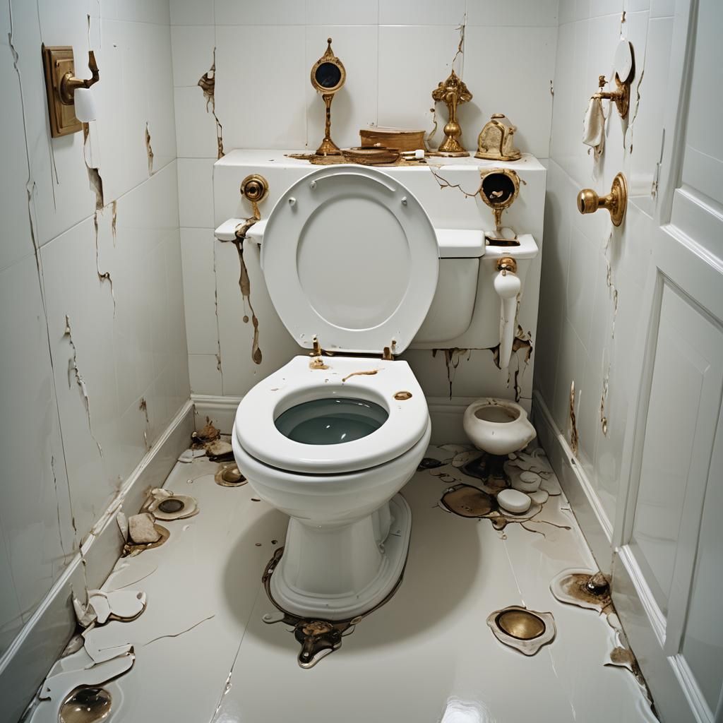 Surreal Bathroom Art: Skidiby Toilet in Dreamscape