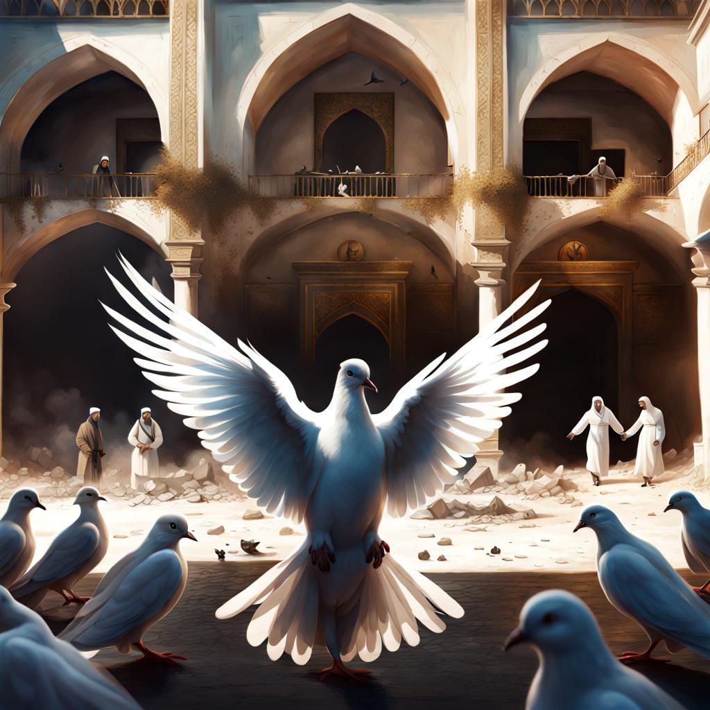 Dove of Peace in War Zone, Renaissance Style