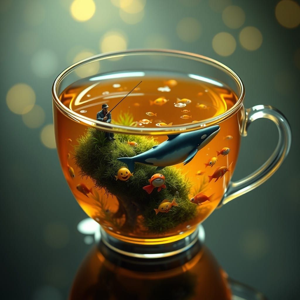 Whimsical Teacup Wonderland in Vibrant, Dreamlike Colors