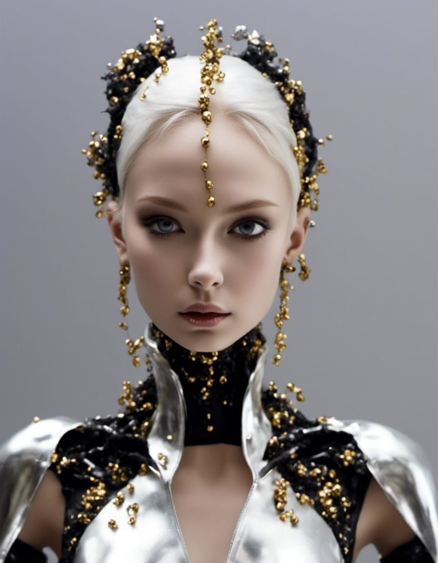 Advanced Android Goddess with Red Ponytail