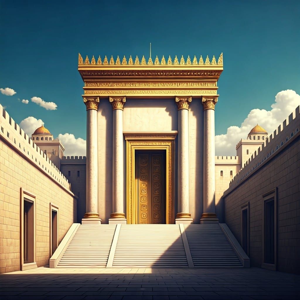Ancient Temple Complex in Jerusalem Style Illustration